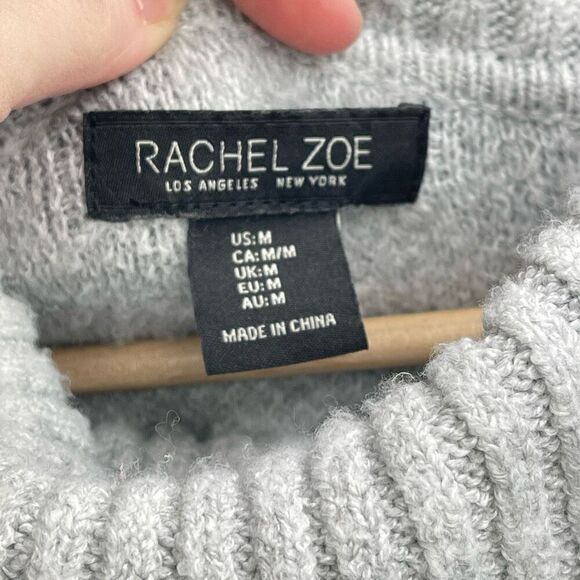 Rachel Zoe Women's Knitted Cowl Neck Leopard Print Pullover Sweater Gray Medium - Picture 7 of 11